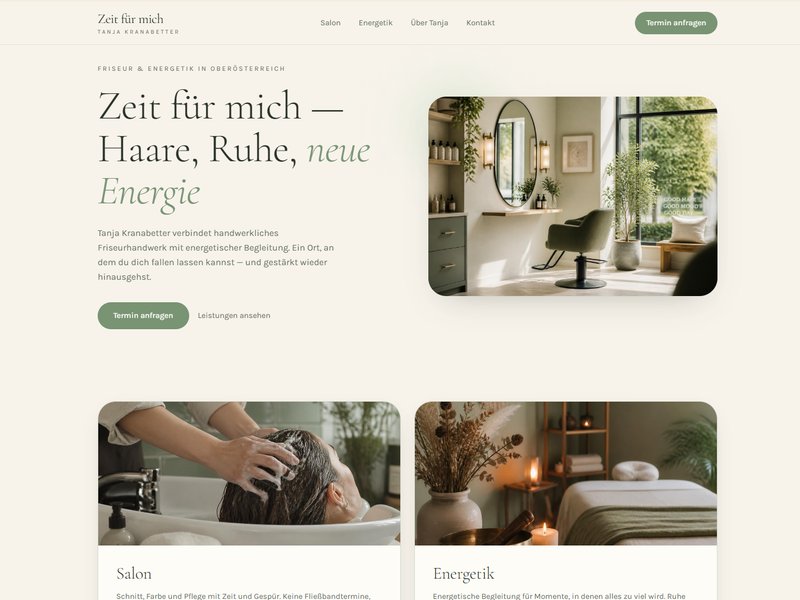 Website-Erstellung für einen Friseursalon mit Energetik-Angebot in Oberösterreich von Natascha Ljubic