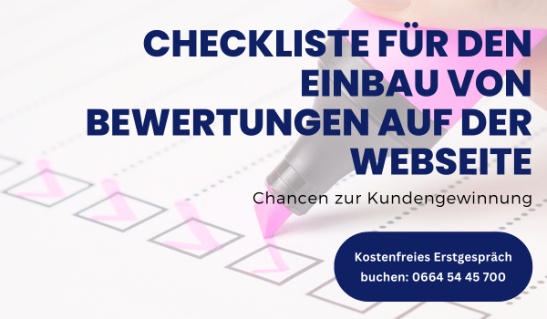 Checkliste für den Einbau von Bewertungen auf der Webseite